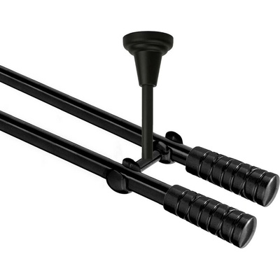 OK-GarnýžeCZ Garnýž kovová dvouřadá 16mm Torino Double černá 470 cm do stropu / na tunýlek - bez kroužků