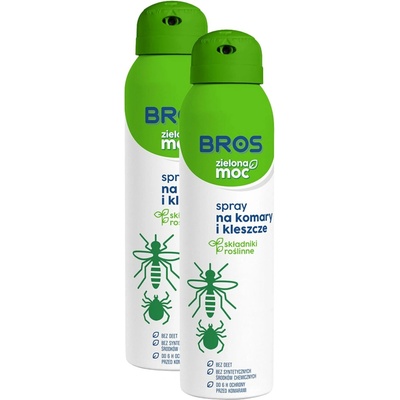 Bros spray na komáry a klíšťata „Zelená Síla“ 2 x 90 ml