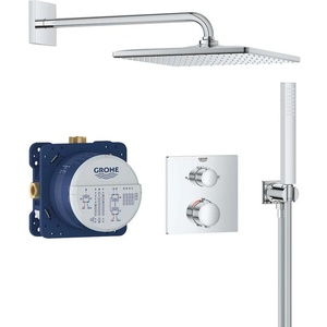 GROHE Precision - Душ комплект с термостат за вграждане, 31x31 cm, хром 34881000 (34881000)