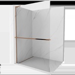 Mexen Kioto+ L душ стена с рафт Walk-in 60 x 200 cm, прозрачен, розово злато - 800-060-123-60-00 (800-060-123-60-00)