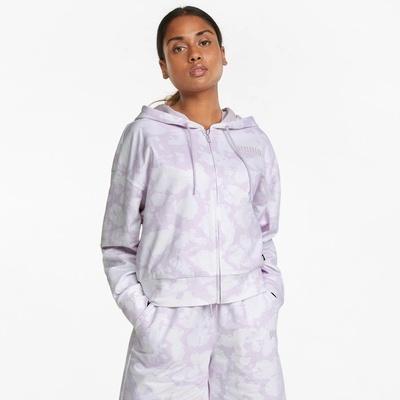 Puma Summer Graphic AOP Ful-Zip Hoodie fialová biela