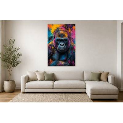 Obraz na plátně – Gorila v expresivních pop-artových barvách 90 × 135 cm