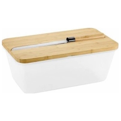 Kesper Bread Box Chlebník s bambusovým víkem a nožem na chléb, 35 x 20 cm