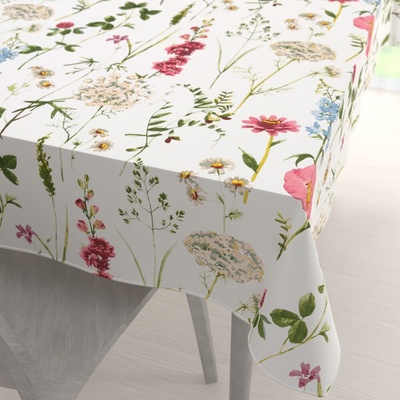 Biante bavlna obdĺžnikový obrus Sandra SA-667 Veľké lúčne kvety na bielom 140x220 cm