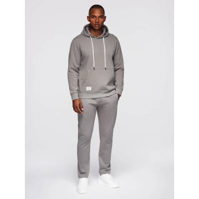 Ombre Clothing Мъжки спортен костюм: суитшърт с качулка + панталони regular fit - сива V8 Z120 Ombre Clothing Ombre Clothing | Siv | МЪЖЕ | L