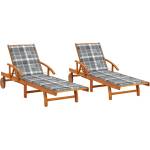 vidaXL Шезлонги, 2 бр, с възглавници, акациево дърво масив (3077344)