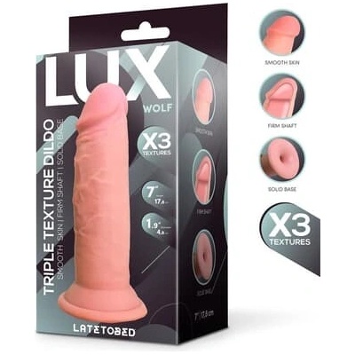 LUX Wolf trojtextúrové dildo 7" farba kože TPE