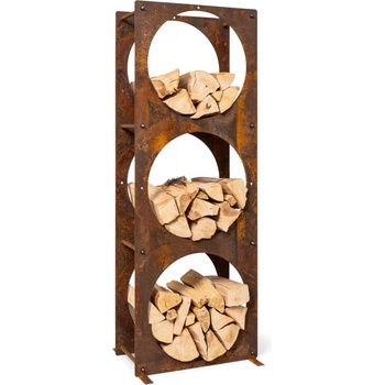 Blumfeldt Trio Circulo, stojan na drevo 55 × 160 × 30 cm 3 mm oceľ regál hrdzavý vzhľad