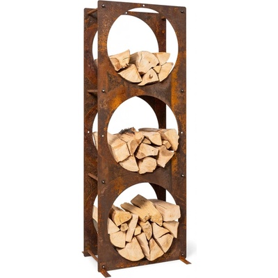 Blumfeldt Trio Circulo, stojan na drevo 55 × 160 × 30 cm 3 mm oceľ regál hrdzavý vzhľad
