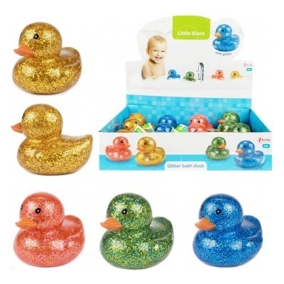 Teddies Kačenka do vany třpytivá plast 9 cm 4 barvy 12ks v boxu 4m+