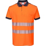 Portwest hi-vis pw3 t180 / Светлоотразителна поло тениска - hv оранжево/тъмносиньо xl (t180onrxl)