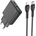 hoco. N38 зарядно устройство USB+Type-C гнездо 20W, тънко + Lightning кабел, ЧЕРНО N38 ЧЕРНО+КАБЕЛ (N38 BLACK+CABLE)