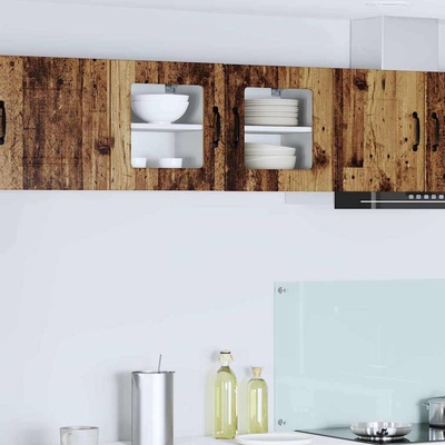 vidaXL Кухненски шкаф с рафт с врата 2 pcs Старо дърво 40 x 31 x 40 см (885202)