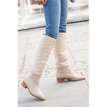 Moda Trend Дамски дълги ботуши - Бежови #363844 (363844_Бежов)