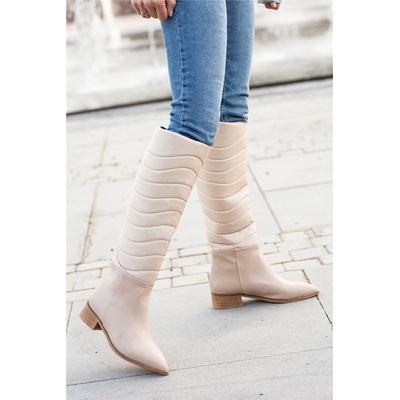 Moda Trend Дамски дълги ботуши - Бежови #363844 (363844_Бежов)