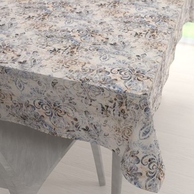 Biante Zamatový obdĺžnikový obrus Tamara TMR-057 Modro-zelený zámocký vzor na krémovom 140x180 cm
