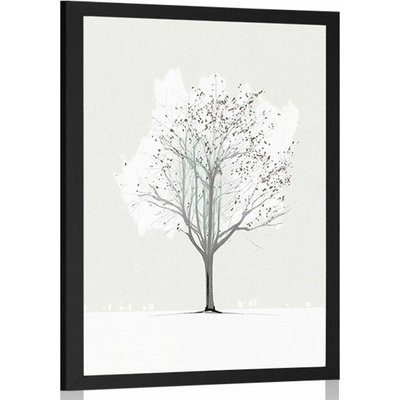 Plakát minimalistický strom v zimě - 60x90 no frame