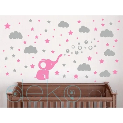 Слонче с облаци, звезди и точки - комплект в 2 цвята (1193)