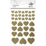 TITANUM Glitter heart foil stickers zlote 36pcs