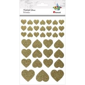 TITANUM Glitter heart foil stickers zlote 36pcs