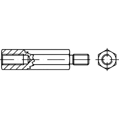 TOOLCRAFT Šestihranný distanční kolík 5 mm pozinkovaná ocel M4 149958 100 ks