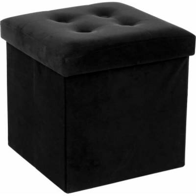 Pouffe Atmosphera Velvet, černá, 38 cm x 38 cm x 38 cm