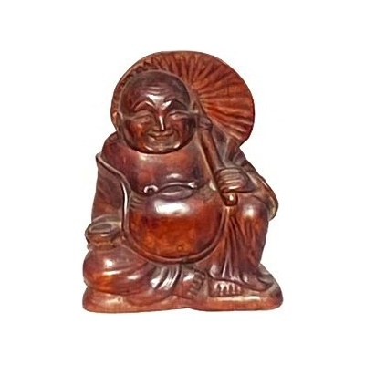 Hotei 20 cm (smějící se, veselý, šťastný, happy Buddha) - dřevěná soška