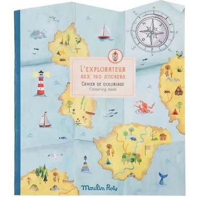 Moulin Roty - Книжка за оцветяване със стикери - Изследвай света (712605)