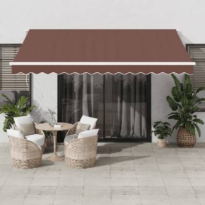 vidaXL Ručně zatahovací markýza s LED hnědá 400 x 300 cm