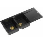 Quadron Unique Evan 121 вградена мивка от композит, въглеродно черно - златно 116x50 см (HQE11650U7_PVDG1_P2O) Мивка за вграждане