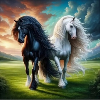 Norimpex - Puzzle Diamant painting: Black and white 30x40cm - 1 - 39 piese