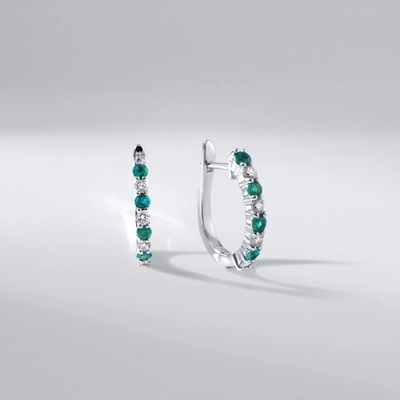 Lillian Vassago Zdobené náušnice se smaragdem a brilianty bílé zlato LLV59-DER038WEM