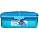 Holmes Products (Europe) Limited Sistema Lunch Quaddie кутия за закуски 1.5 л с 3 отделения на панти в капака и бутилка за пиене, синя