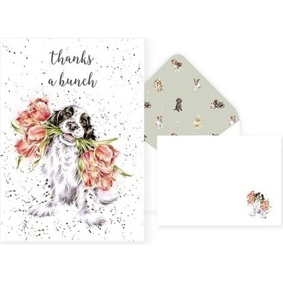 Sada ďakovných prianí s obálkou "Blooming with Love" 8 ks Wrendale Designs - psík