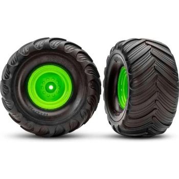 Traxxas колело 2.0/3.0", диск зелен офсет 19mm, гума Terra Groove (чифт)