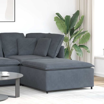 vidaXL Модулен диван с табуретка, тъмносив, 100x100x48 см (4104490)