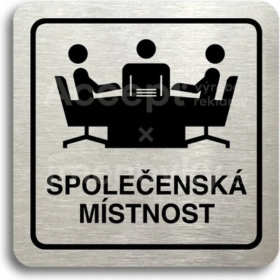 ACCEPT Piktogram společenská místnost - stříbrná tabulka - černý tisk