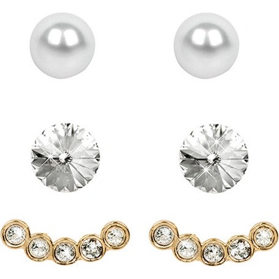 Levien náušnice Set Ear Cuff 4 v 1 gold Crystal White 019