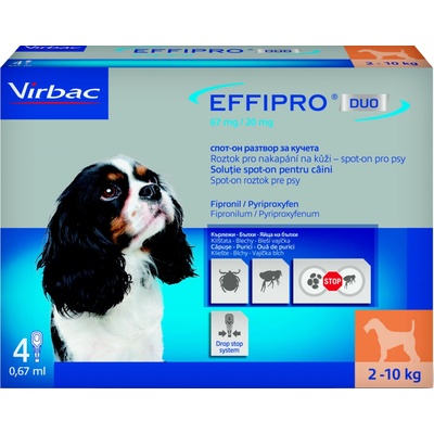 Virbac Effipro Duo spot-on Dog 67 mg S 2-10 kg 4 x 0,67 ml