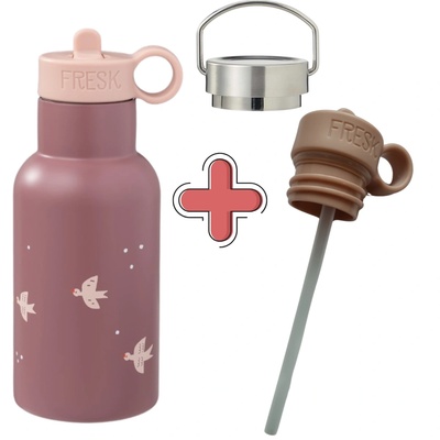 Fresk : 2 в 1 Бутилка и термос от неръждаема стомана с вградена сламка 350мл - Swallow (FR-FD300-15+FR-LID405)