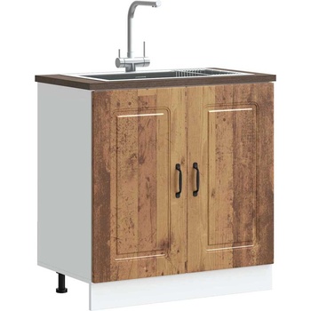 vidaXL Шкаф за мивка, Kalmar, старо дърво 80x46x81, 5см инженерно дърво (853455)
