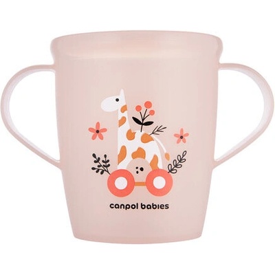 CANPOL 2/101 Otvorený hrnček s uškami 250 ml TOYS koralovo ružový