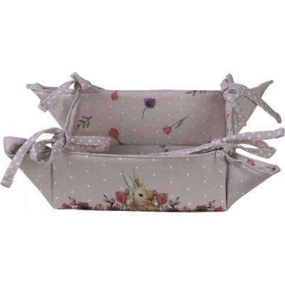 Bavlněný košík na pečivo s králíčkem Happy Bunny – 35x35x8 cm