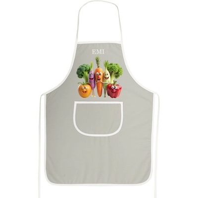 EMI Kuchynská zástera Happy Veggie sivá