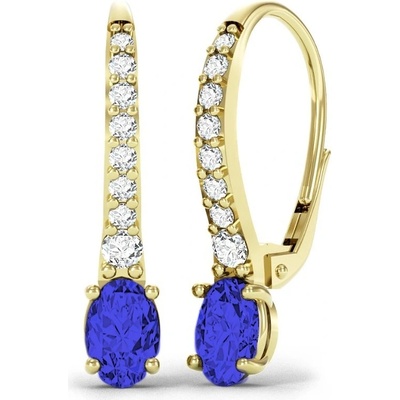 Gems Zlaté náušnice s modrým kamenem 0414