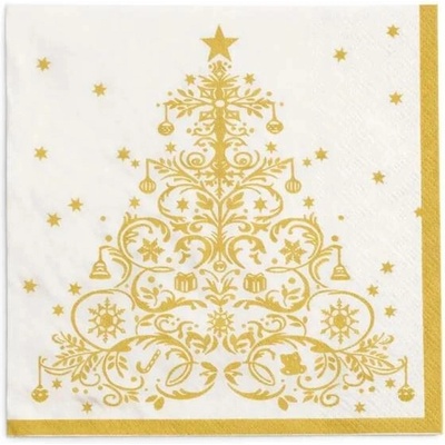 DECOLED Vánoční papírové ubrousky 16,5x16,5 cm 20 ks v balení zlatý stromeček