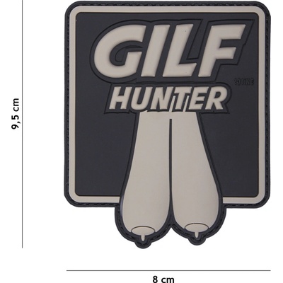Gumová nášivka 101 Inc nápis Gilf Hunter - sivá