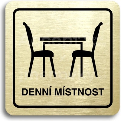 ACCEPT Piktogram denní místnost - zlatá tabulka - černý tisk