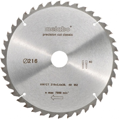 Metabo pilový kotouč precision cut wood - classic 216x30mm 40Z 5° negativ 628060000 – Zboží Dáma