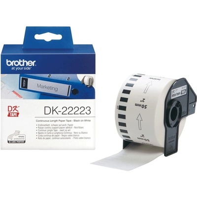 Brother DK-22223 White Continuous Length Paper Tape 50mm x 30.48m, Black on (DK22223)